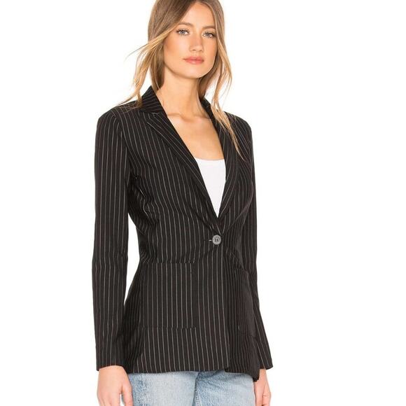 Revolve About Us Carissa Pinstripe Blazer in Black and White NWT Size Sm… - Picture 2 of 3